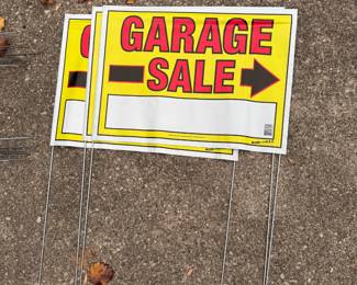 Garage sale signs, plastic