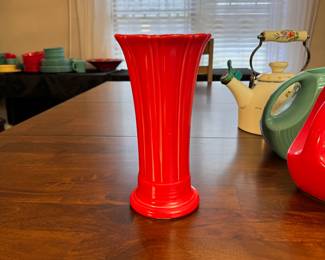 Fiesta Ware red vase 9"H