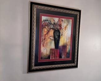 Still life print by Sandy Clark, nicely framed 30" x 26"