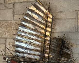 Vintage Curtis Jere Chinese Junk Boat, Signed