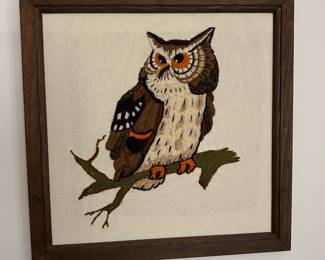 Owl crewel c.1980s