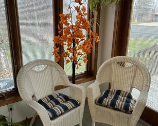 Wicker chairs, plants