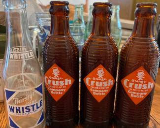 Vintage Orange Crush and Just Whistle Pop Bottles 