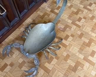 The Mexica brass with inlaid abalone scorpion from serving bowl is vintage - circa 1960s/1970s.
Sometimes called Los Castillo” 