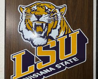 Vintage LSU Louisiana State University Tigers Large Wooden Plaque