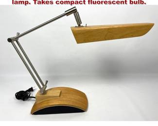 Lot 279 Vintage laminated plywood Desk lamp. Takes compact fluorescent bulb. 