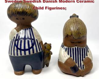 Lot 32 2pcs Lisa Larson Gustavsberg Sweden Swedish Danish Modern Ceramic Child Figurines