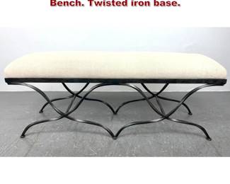 Lot 401 Heavy Forged Iron Double Pedestal Bench. Twisted iron base. 