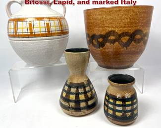 Lot 225 Mid Century Modern Pottery lot. Bitossi, Lapid, and marked Italy