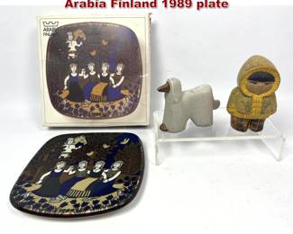 Lot 31 3pcs Lisa Larson Eskimo and dog, Arabia Finland 1989 plate
