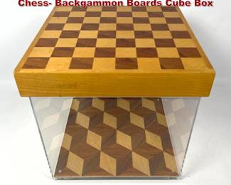 Lot 328 Mixed Woods and Lucite Decorative Chess Backgammon Boards Cube Box