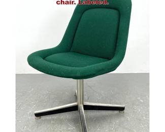Lot 535 KNOLL Green chrome knoll side chair. Labeled.