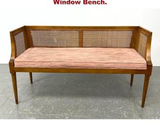 Lot 327 Mid Century Walnut and Cane Window Bench. 