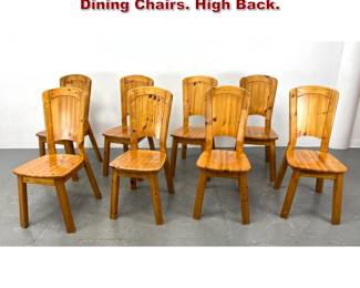 Lot 196 Set 8 French Style Pine Arched Top Dining Chairs. High Back. 