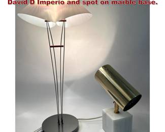 Lot 444 2pcs Mid Century Modern Lamps. David D Imperio and spot on marble base. 