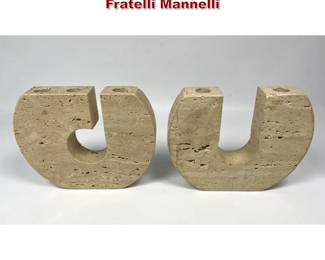 Lot 51 Pr Italian travertine candle holder by Fratelli Mannelli