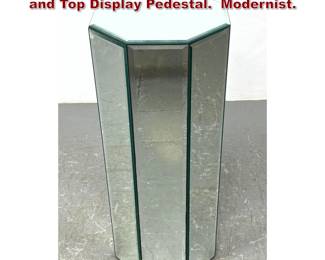 Lot 95 LA BARGE Hexagonal Mirrored Side and Top Display Pedestal. Modernist. 