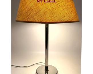 Lot 499 Nessen table lamp. Chrome. Bronx NY Label. 