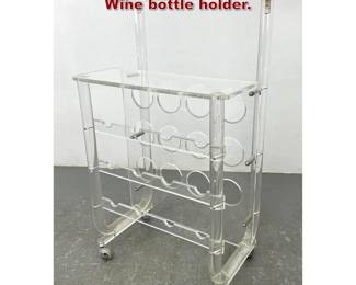 Lot 469 Mid Century Modern Lucite Bar Cart Wine bottle holder.