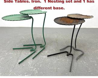 Lot 198 4pcs Salterini Leaf Form Garden Side Tables. Iron. 1 Nesting set and 1 has different base. 