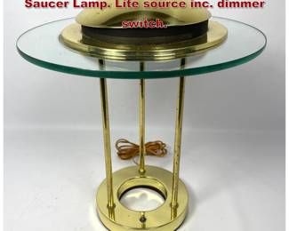 Lot 445 Brass plated glass disc table lamp. Saucer Lamp. Lite source inc. dimmer switch. 