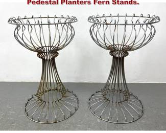 Lot 306 2pc Modernist Chromed steel Rod Pedestal Planters Fern Stands.