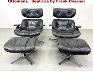 Lot 409 Pair Eames Style Lounge Chairs and Ottomans. Replicas by Frank Doerner