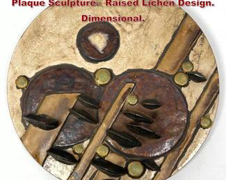 Lot 231 Studio Art Pottery Charger Wall Plaque Sculpture. Raised Lichen Design. Dimensional. 