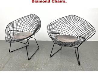 Lot 356 Pr Black Harry Bertoia Diamond Chairs. 