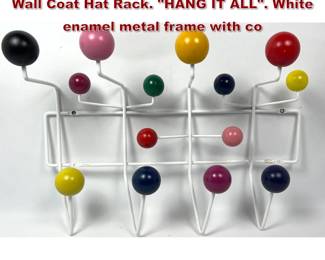 Lot 313 Charles EAMES for HERMAN MILLER Wall Coat Hat Rack. HANG IT ALL. White enamel metal frame with co