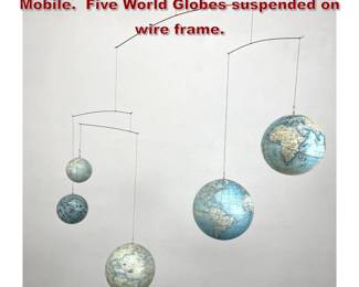 Lot 175 Contemporary World Globe Kinetic Mobile. Five World Globes suspended on wire frame. 