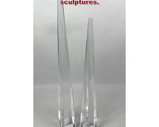 Lot 115 Pair Vintage Lucite Obelisks Table sculptures.