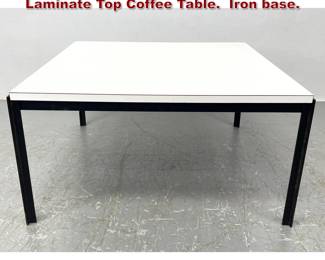 Lot 183 Florence Knoll T Frame White Laminate Top Coffee Table. Iron base. 