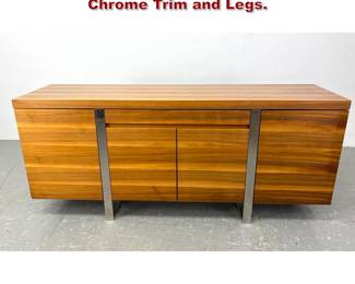 Lot 28 Modern Credenza Server. 4 Doors. Chrome Trim and Legs.