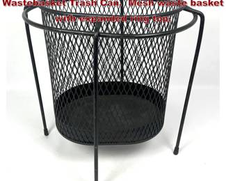 Lot 426 Maurice Duchin Floating Iron Mesh Wastebasket Trash Can. Mesh waste basket with expanded ring top.