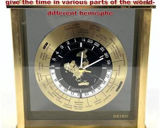 Lot 25 SEIKO World Clock. Brass Case. Dials give the time in various parts of the world different hemisphe