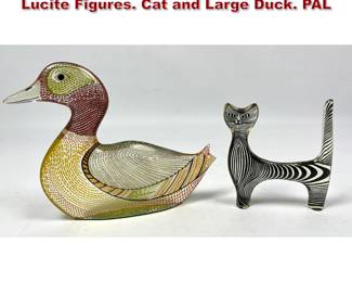 Lot 50 2pc ABRAHAM PALATNIK Brazil MCM Lucite Figures. Cat and Large Duck. PAL