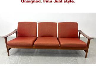 Lot 487 Danish Modern Teak Sofa Couch. Unsigned. Finn Juhl style. 