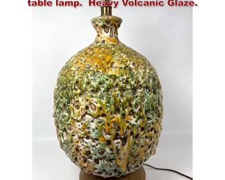 Lot 170 Huge Mid century modern pottery table lamp. Heavy Volcanic Glaze. 