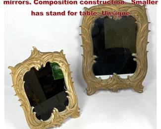 Lot 112 2pc Serge Roche style small mirrors. Composition construction. Smaller has stand for table. Unsigne