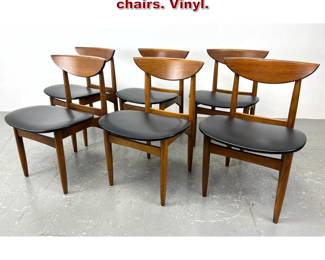Lot 278 6pc LANE walnut midcentury dining chairs. Vinyl. 