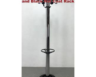 Lot 311 Italian Mid Century Modern Chrome and Black Hat Coat Rack