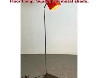 Lot 453 Kovacs Modernist chrome stem Floor Lamp. Square red metal shade. 