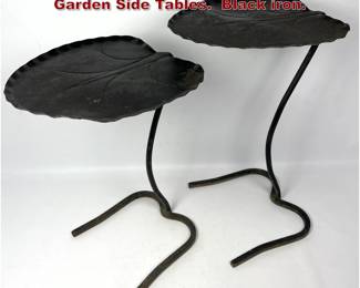Lot 144 2pc Salterini Nesting Leaf Form Garden Side Tables. Black iron. 
