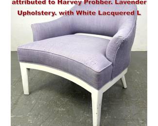 Lot 364 Erwin Lambeth Lounge Chair attributed to Harvey Probber. Lavender Upholstery. with White Lacquered L