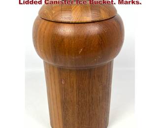 Lot 81 DIGSMED Danish Modern Staved Teak Lidded Canister Ice Bucket. Marks. 