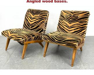 Lot 357 Pair Italian Style Low Lounge Chairs. Angled wood bases. 