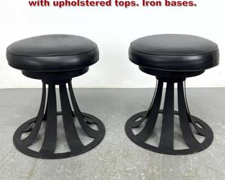 Lot 496 Pair Woodard Style Stools. Metal with upholstered tops. Iron bases.