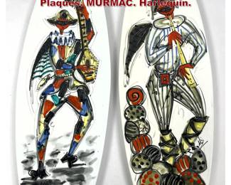 Lot 129 Pair Italian Hand Painted Wall Plaques. MURMAC. Harlequin. 