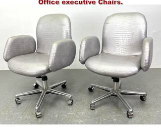 Lot 389 Pair Silver FAUX SNAKE Upholstered Office executive Chairs. 